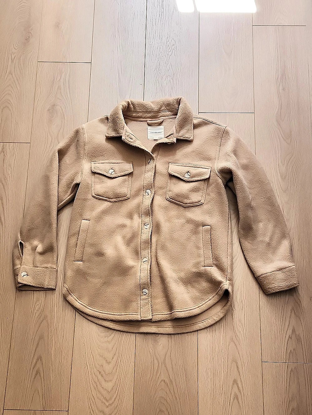 Thread & Supply Polar Fleece Shacket Brown Medium